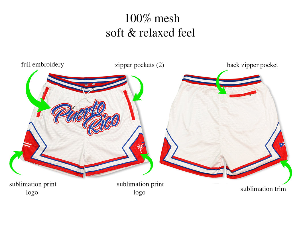 Puerto Rico Pride Basketball shorts - White