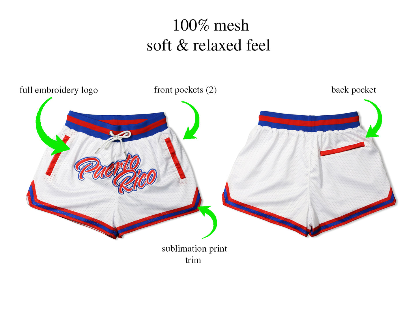 Puerto Rico Pride Women’s basketball shorts - White