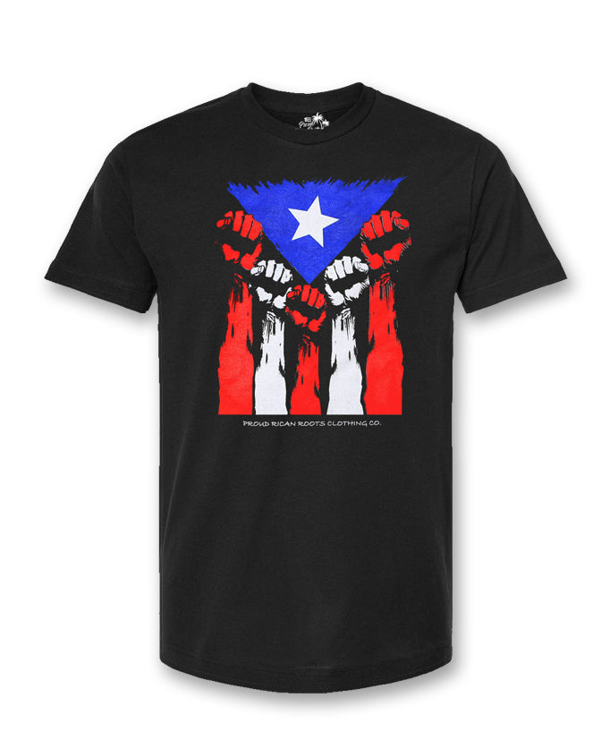 Puerto Rico flag fist T-shirt