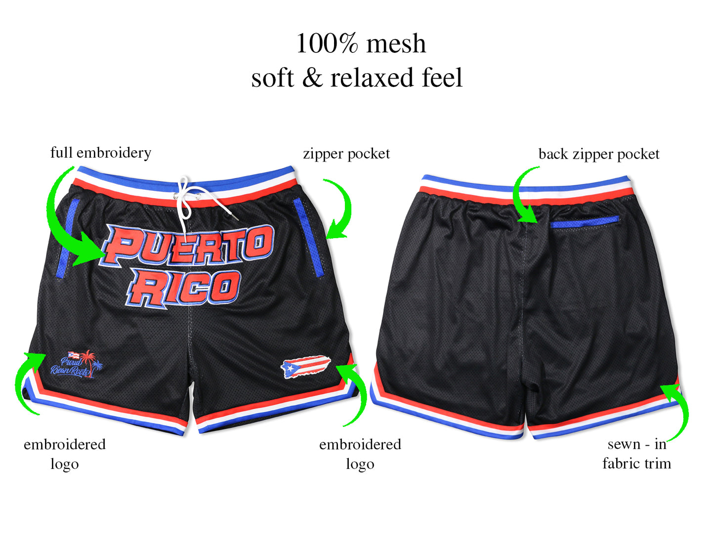 Puerto Rico Pride Basketball Shorts - Black