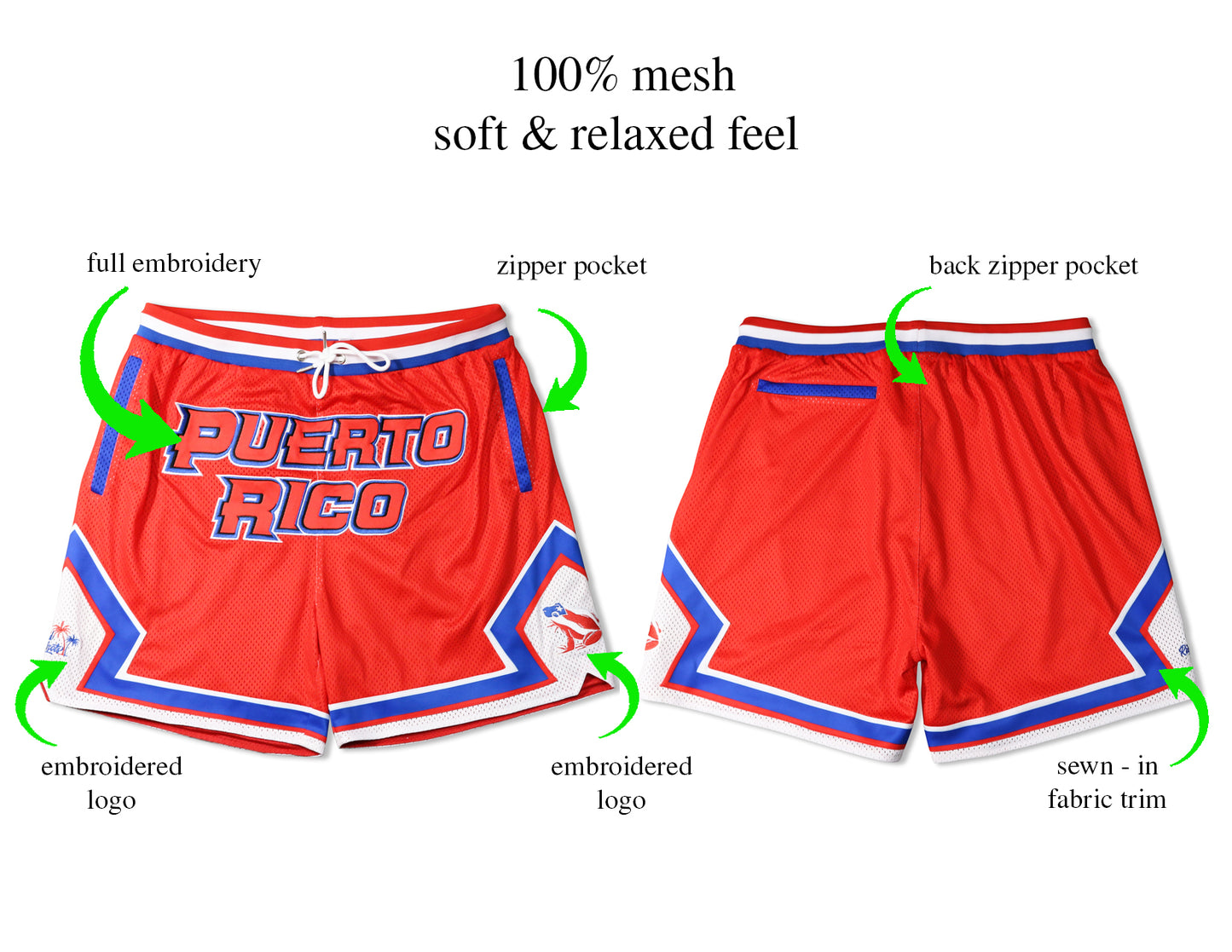 Puerto Rico Pride Basketball Shorts - Red