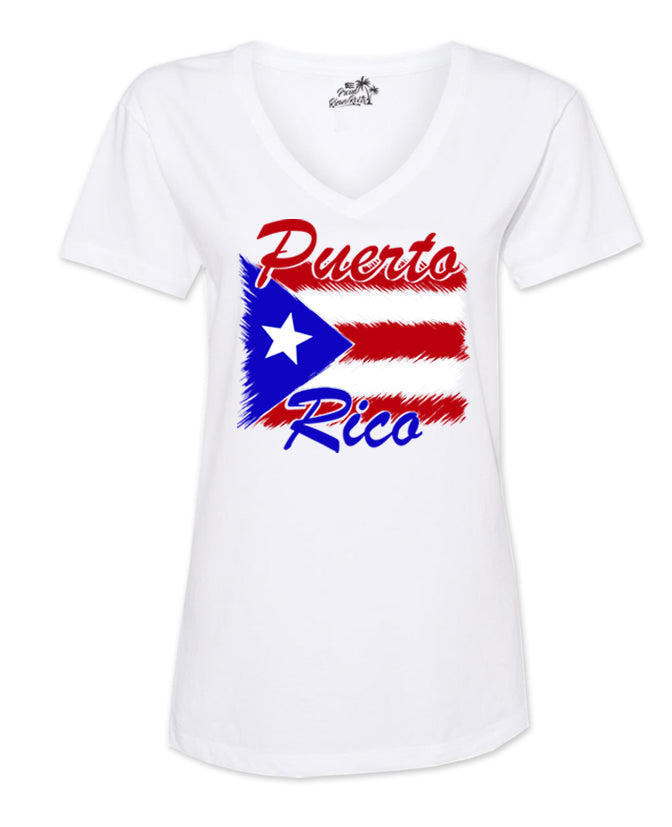 Puerto Rico Painted Flag  T-shirt- Women’s